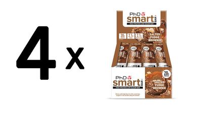 4 x PhD Smart Bar (12x64g) Salted Fudge Brownie