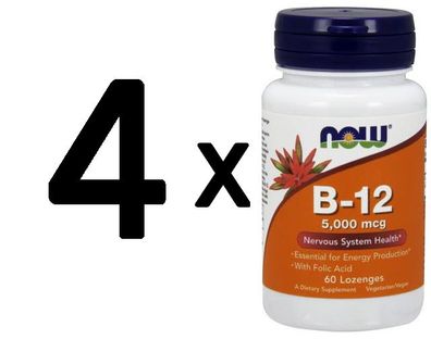 4 x Vitamin B-12 with Folic Acid, 5000mcg - 60 lozenges
