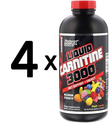 4 x Liquid Carnitine 3000, Berry Blast - 473 ml.