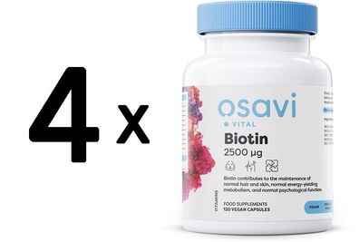 4 x Biotin, 2500mcg - 120 vegan caps