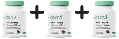 3 x Osavi Milk Thistle, Silymarin 100mg - 120 vegan caps