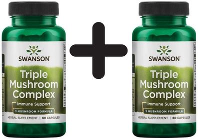 2 x Triple Mushroom Standardized Complex, High-Potency - 60 caps