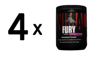 4 x Universal Nutrition Animal Fury (20 serv) Watermelon