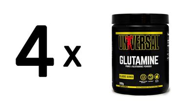 4 x Universal Nutrition Glutamine Powder - Unflavoured (300g)