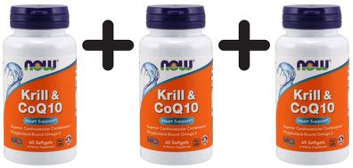3 x NOW Foods Krill & CoQ10 - 60 softgels
