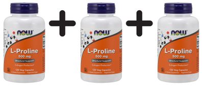 3 x L-Proline, 500mg - 120 vcaps