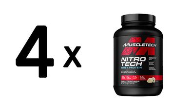 4 x Muscletech Performance Series Nitro-Tech (4lbs) Vanilla