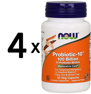 4 x Probiotic-10, 100 Billion - 30 vcaps