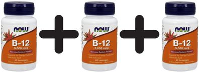 3 x Vitamin B-12 with Folic Acid, 5000mcg - 60 lozenges