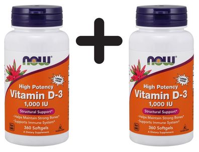 2 x Vitamin D-3, 1000 IU - 360 softgels