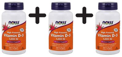 3 x Vitamin D-3, 1000 IU - 360 softgels