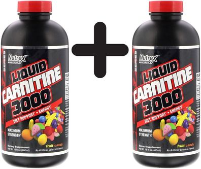 2 x Liquid Carnitine 3000, Berry Blast - 473 ml.