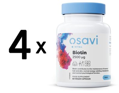 4 x Biotin, 2500mcg - 60 vegan caps