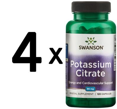 4 x Potassium Citrate, 99mg - 120 caps