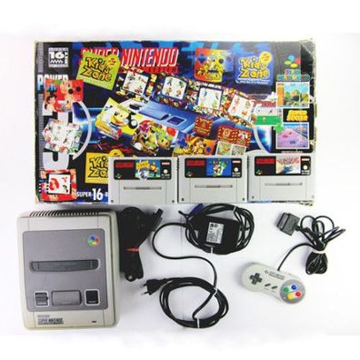 SNES Konsole + alle Kabel + original Controller + 3 Spiele : - Super Mario World, ...