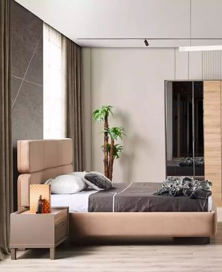 Schlafzimmer Set Designer Luxus Garnitur Neu Bett 2x Nachttische 3 tlg.