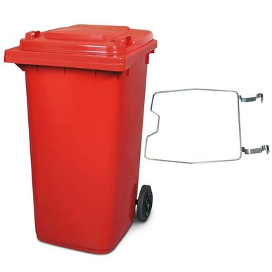 BRB Mülltonne MGB 240 Liter, mit Klemmring für Müllsäcke (rot)