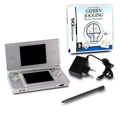 DS Lite Handheld Konsole silber #73A + Kabel + Spiel Dr Kawashimas Gehirn Jogging