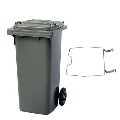BRB Mülltonne MGB 120 Liter, mit Klemmring für Müllsäcke (grau)