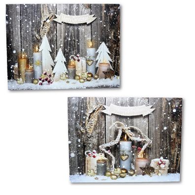 2 LED Wandbilder Merry Christmas Bilder beleuchtet
