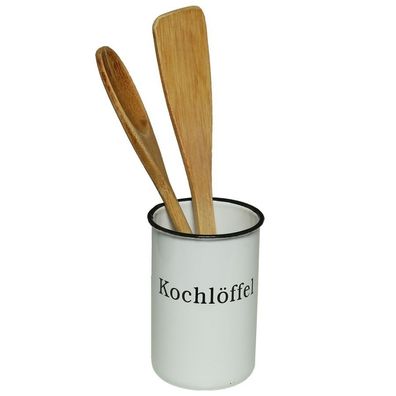 Kochlöffeltopf- Emaille- Antikweiß- 0,5 Liter - Shabby Chic Stil, Ambiente Haus