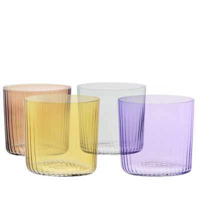 Krosno Deco Bunte Gläser für Cider Wasser Getränke | Set 4 | 350ml | Händewasche