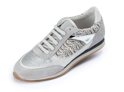 Damen Leder Casual Sneaker Halbschuhe Freizeit Sport Schuhe Schnürschuhe grau