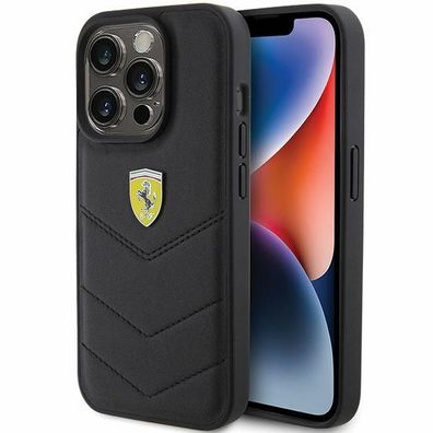 Handyhülle Case iPhone 15 Pro Ferrari Echtleder schwarz