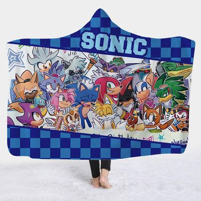 Anime Sonic Knuckles Fleece Decke Amy Rose Kapuzenumhang Nap Blanket Poncho 2 Größen