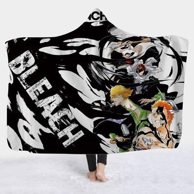 Anime Bleach Hooded Decke Kurosaki Ichigo Fleece Cape Sofa Cuddle Blanket Geschenk