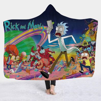 Rick and Morty Kapuzendecke Merch Jerry Beth Studenten Decke Nap Cape Vintage Poncho