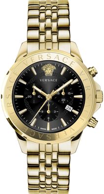 Versace VEV602123 Signature Chronograph schwarz gold Edelstahl Herren Uhr NEU