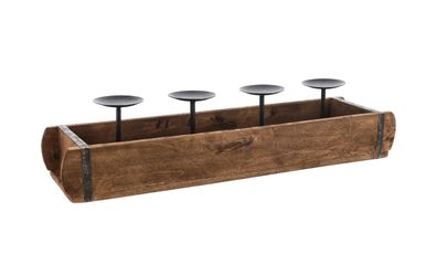 Ziegel Form Advents Leuchter - 4 Stumpenkerzen - Vintage Holz Kiste Kerzen Ständer