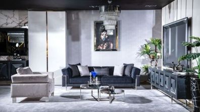 Wohnzimmer Sofagarnitur 3 + 1 Sitzer Couchtisch Sofa Sessel Set 4tlg.