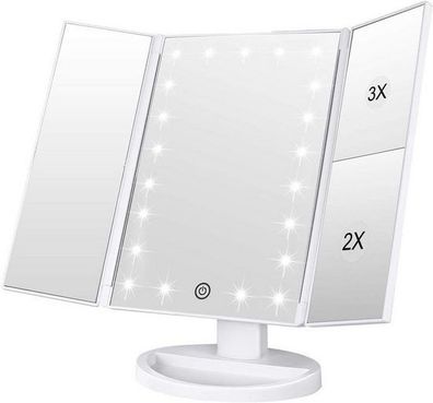 Kosmetikspiegel Beleuchteter Schminkspiegel mit Beleuchtung, 1X/ 2X/ 3X Vergrößerung