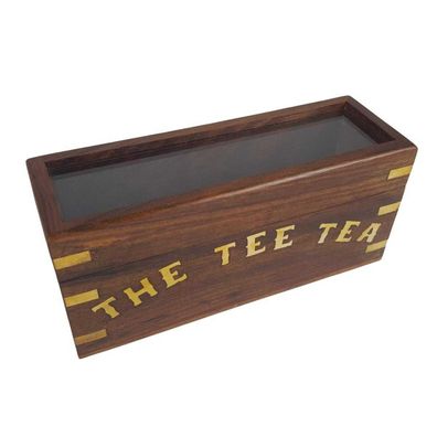 vianmo Holzbox Teebox Teedose Holddose Teebeutelspender mit Glas The-Tee-Tea 18x6x...