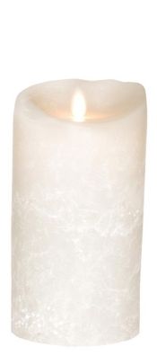 Flame LED Kerze aus Echtwachs weiß gefrostet mit Timer 18cm