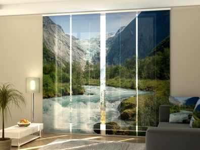 Foto-Schiebegardine Norwegen, Flächenvorhang mit Motiv, Fotodruck, Gardine auf Maß