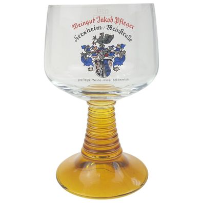 Weinrömer Römerglas 8,9 cm H 14 Gelber Fuß