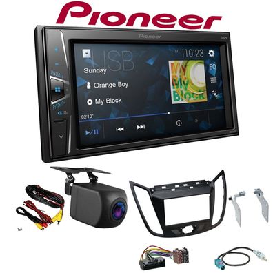 Pioneer Autoradio Touchscreen Rückfahrkamera für Ford C-Max ab 2010 matt schwarz