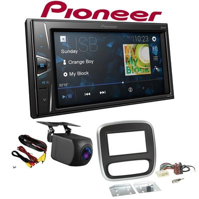 Pioneer Autoradio Touchscreen Rückfahrkamera für Renault Trafic III silber/ black