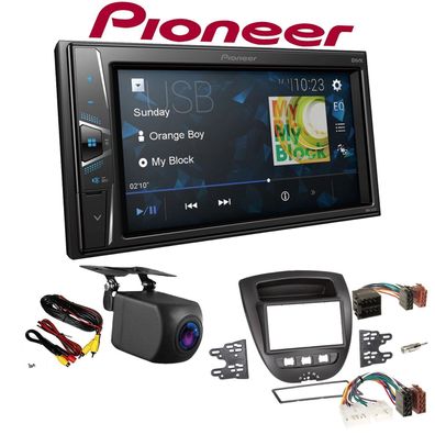 Pioneer Autoradio Touchscreen Rückfahrkamera für Citroen C1 2005-2014 schwarz