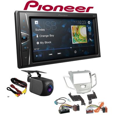 Pioneer Autoradio Touchscreen Rückfahrkamera für Ford Fiesta silber ohne Display