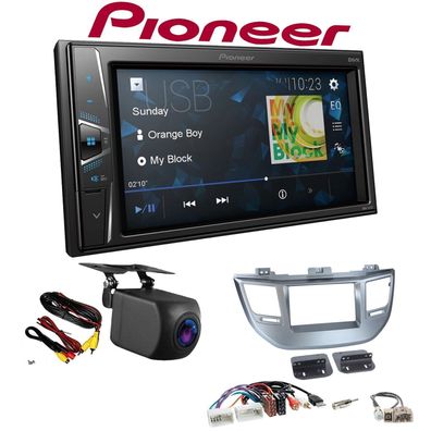 Pioneer Autoradio 2 DIN Rückfahrkamera für Hyundai Tucson ab 2015 in silber