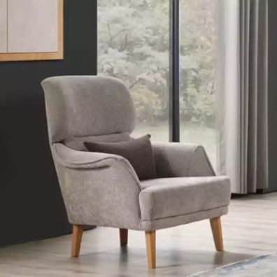 Grau Lounge Sessel Designer Lehnstuhl Einsitzer Textil Polster Möbel
