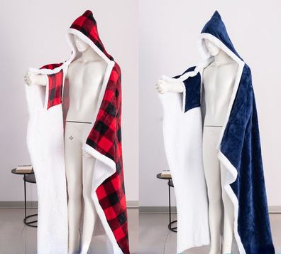 Unisex Hoodie Blanket Duplex Filz Warm Decke Flanell Sofa Cape Büro Poncho 120x180cm