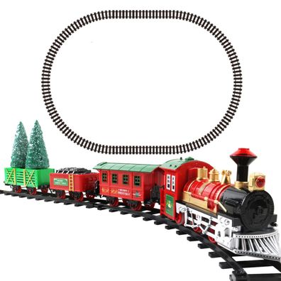Klassisches Weihnachtszug Set, Elektrisches Eisenbahnzugspielzeug Rot