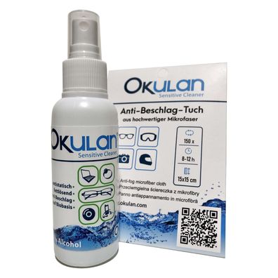 OKulan Set Uno Sensitive Cleaner Brillenreiniger + Antibeschlag Tuch