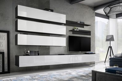 Wohnzimmermöbel Luxus Wohnwand Designer Garnitur Set TV-Ständer Wandschrank