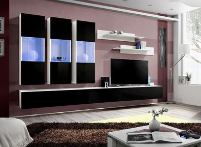 Wohnzimmer Modern Wohnwand Designer Holzmöbel TV Ständer Luxus Hänge Vitrine
